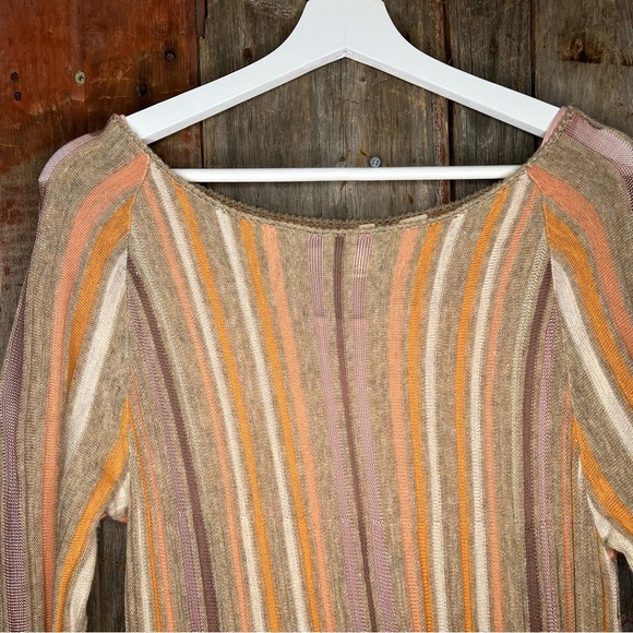 Moth Anthropologie Nora Swing Striped Midi Sweater Dress Wool Alpaca Blush Small - Picture 3 of 14
